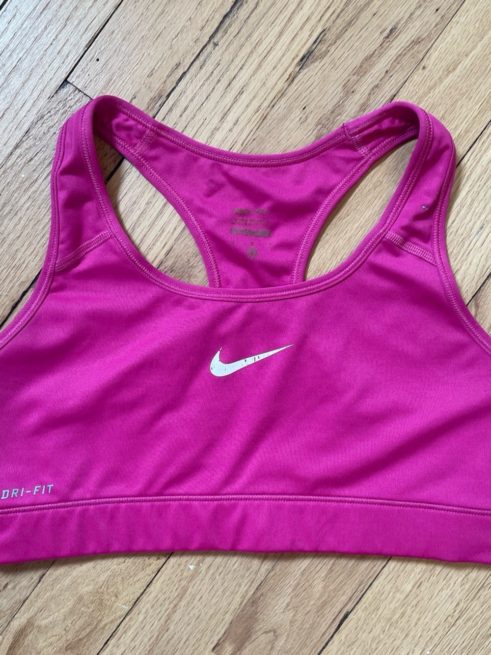 Nike Bright Fuchsia Racerback Sports Bra with White Swoosh